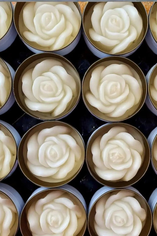 Metal Kutu İçinde Gül Şeklinde Dekoratif Mum – Erse Home