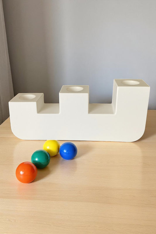 3 Bölmeli Beyaz Beton Şamdan Mumluk