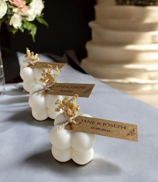 Kişiye Özel Mini Bubble Mum – Etiketli ve Jüt İpli El Yapımı Hediyelik