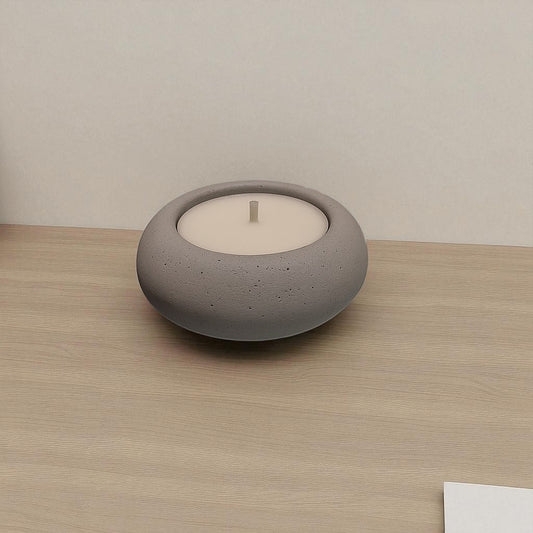 Mini Yuvarlak Gri Beton Kapta El Yapımı Mum | Erse Home