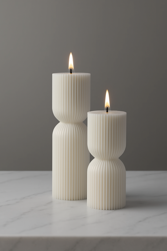 Modern Tasarım Kabartmalı Silindir Mum Seti