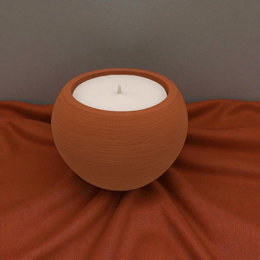 Yuvarlak Kiremit Rengi Dekoratif Beton Mum – El Yapımı & Şık Tasarım | Erse Home
