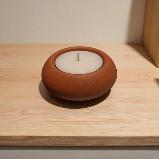 Mini Yuvarlak Kiremit Renk Beton Kapta El Yapımı Mum | Erse Home