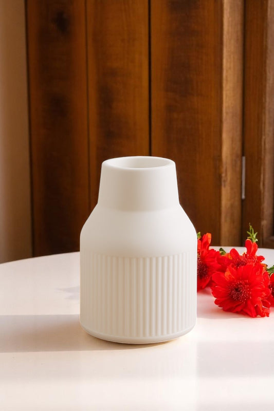 Sıska Model Beyaz Dekoratif Beton Vazo – El Yapımı | Erse Home