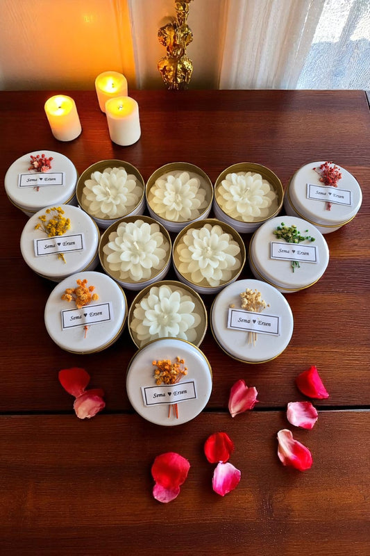 Metal Kutu İçinde Lotus Şeklinde Dekoratif Mum – Erse Home