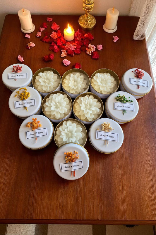 Metal Kutu İçinde Lotus Şeklinde Dekoratif Mum – Erse Home