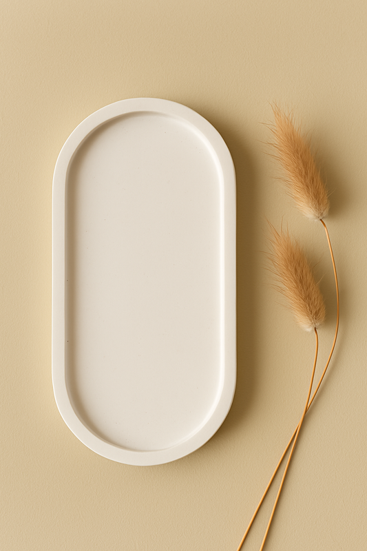 Oval Beton Sunumluk – Modern Tasarım 18 x 9 cm | Erse Home