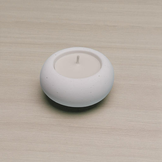 Mini Yuvarlak Beyaz Beton Kapta El Yapımı Mum | Erse Home